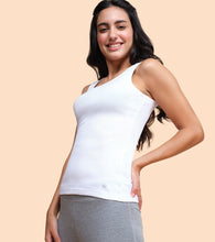 Load image into Gallery viewer, Enamor Sleeveless Scoop Neck Regular Length Tank Top For Women - Relaxed Fit, Soft and Breathable Cotton - E025 (White)
