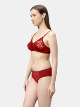 Load image into Gallery viewer, Sonari Non Padded Medium Coverage Wirefree Jacquard Lace Bridal Lingerie Set with Low Rise Panty – ERTICA
