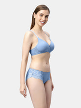 Load image into Gallery viewer, Sonari Non Padded Medium Coverage Wirefree Nylon Lace Lingerie Set with Low Rise Panty – EXOTICA
