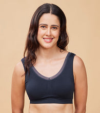 Load image into Gallery viewer, Enamor Innovations Flexifree, Plunge, Ultra Comfort Women's  Bralette - No-Pinch, No-Dig, 360 Degree Flex, Seamless Lift, Fixed cup, Padded, Wirefree, High Coverage  - F137 (Lisbon Blue)
