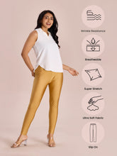 Load image into Gallery viewer, Go Colors Bright Gold Nylon Stretch Shimmer Leggings
