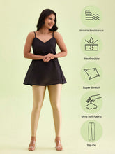 Load image into Gallery viewer, Go Colors Gold Nylon Stretch Shimmer Leggings
