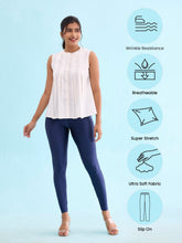Load image into Gallery viewer, Go Colors Navy Nylon Stretch Shimmer Leggings
