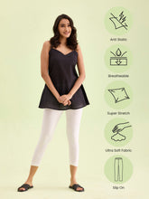Load image into Gallery viewer, Go Colors Cream Cotton Stretch Cropped Leggings
