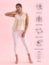 Load image into Gallery viewer, Go Colors White Cotton Stretch Cropped Shimmer Leggings
