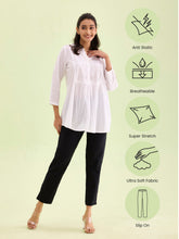Load image into Gallery viewer, Go Colors Black Cotton Stretch Kurti Pants
