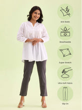 Load image into Gallery viewer, Go Colors Silver Grey Cotton Stretch Kurti Pants
