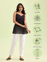 Load image into Gallery viewer, Go Colors White Cotton Stretch Kurti Pants
