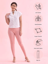 Load image into Gallery viewer, Go Colors Baby Pink Cotton Stretch Ankle Length Leggings
