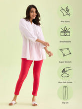 Load image into Gallery viewer, Go Colors Coral Cotton Stretch Ankle Length Leggings
