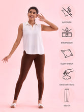 Load image into Gallery viewer, Go Colors Dark Brown Cotton Stretch Ankle Length Leggings
