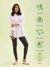 Load image into Gallery viewer, Go Colors Dark Grey Cotton Stretch Ankle Length Leggings
