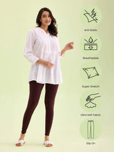 Load image into Gallery viewer, Go Colors Dark Wine Cotton Stretch Ankle Length Leggings
