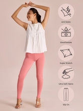 Load image into Gallery viewer, Go Colors Dusty Rose Cotton Stretch Ankle Length Leggings
