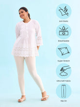 Load image into Gallery viewer, Go Colors Ecru Cotton Stretch Ankle Length Leggings
