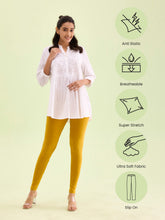 Load image into Gallery viewer, Go Colors Light Mustard Cotton Stretch Ankle Length Leggings
