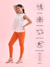 Load image into Gallery viewer, Go Colors Light Orange Cotton Stretch Ankle Length Leggings
