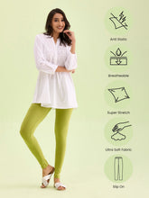 Load image into Gallery viewer, Go Colors Light Pista Cotton Stretch Ankle Length Leggings
