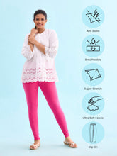 Load image into Gallery viewer, Go Colors Light Rose Cotton Stretch Ankle Length Leggings
