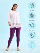 Load image into Gallery viewer, Go Colors Medium Purple Cotton Stretch Ankle Length Leggings
