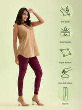 Load image into Gallery viewer, Go Colors Medium Violet Cotton Stretch Ankle Length Leggings
