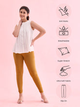 Load image into Gallery viewer, Go Colors Mustard Cotton Stretch Ankle Length Leggings
