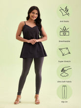 Load image into Gallery viewer, Go Colors Silver Grey Cotton Stretch Ankle Length Leggings
