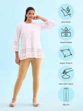 Load image into Gallery viewer, Go Colors Wheat Cotton Stretch Ankle Length Leggings

