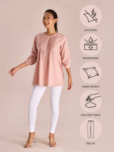 Load image into Gallery viewer, Go Colors White Cotton Stretch Ankle Length Leggings
