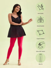 Load image into Gallery viewer, Go Colors Young Fuchsia Cotton Stretch Ankle Length Leggings
