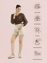 Load image into Gallery viewer, Go Colors Light Beige Cotton Twill Shorts
