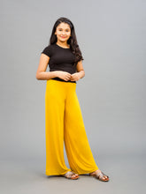 Load image into Gallery viewer, Go Colors Golden Yellow Viscose Stretch Knit Palazzo
