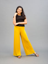 Load image into Gallery viewer, Go Colors Golden Yellow Viscose Stretch Knit Palazzo
