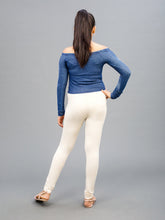 Load image into Gallery viewer, Go Colors Ecru Cotton Stretch  Ankle Length Leggings
