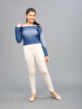 Load image into Gallery viewer, Go Colors Ecru Cotton Stretch  Ankle Length Leggings

