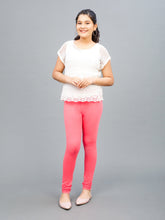 Load image into Gallery viewer, Go Colors Light Rose Cotton Stretch  Ankle Length Leggings
