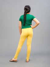 Load image into Gallery viewer, Go Colors Bright Yellow Cotton Stretch  Ankle Length Leggings

