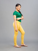 Load image into Gallery viewer, Go Colors Bright Yellow Cotton Stretch  Ankle Length Leggings
