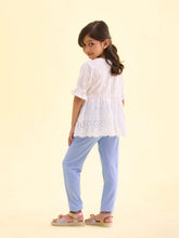 Load image into Gallery viewer, Go Colors Baby Blue Cotton Stretch  Ankle Length Leggings
