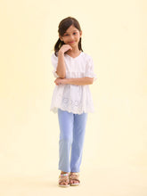 Load image into Gallery viewer, Go Colors Baby Blue Cotton Stretch  Ankle Length Leggings
