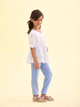 Load image into Gallery viewer, Go Colors Baby Blue Cotton Stretch  Ankle Length Leggings

