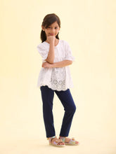 Load image into Gallery viewer, Go Colors Navy Cotton Stretch  Ankle Length Leggings
