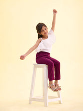 Load image into Gallery viewer, Go Colors Plum Cotton Stretch  Ankle Length Leggings

