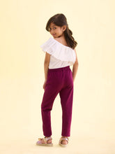 Load image into Gallery viewer, Go Colors Plum Cotton Stretch  Ankle Length Leggings
