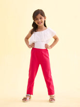 Load image into Gallery viewer, Go Colors Young Fuchsia Cotton Stretch  Ankle Length Leggings
