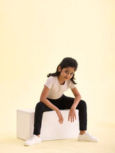 Load image into Gallery viewer, Go Colors Black Cotton Stretch  Side Stripes Active Leggings
