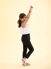 Load image into Gallery viewer, Go Colors Black Cotton Stretch  Cropped Leggings
