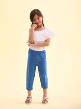 Load image into Gallery viewer, Go Colors Light Jean Cotton Stretch  Cropped Leggings
