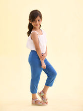 Load image into Gallery viewer, Go Colors Light Jean Cotton Stretch  Cropped Leggings
