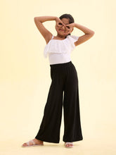 Load image into Gallery viewer, Go Colors Black Viscose Stretch Knit Palazzo
